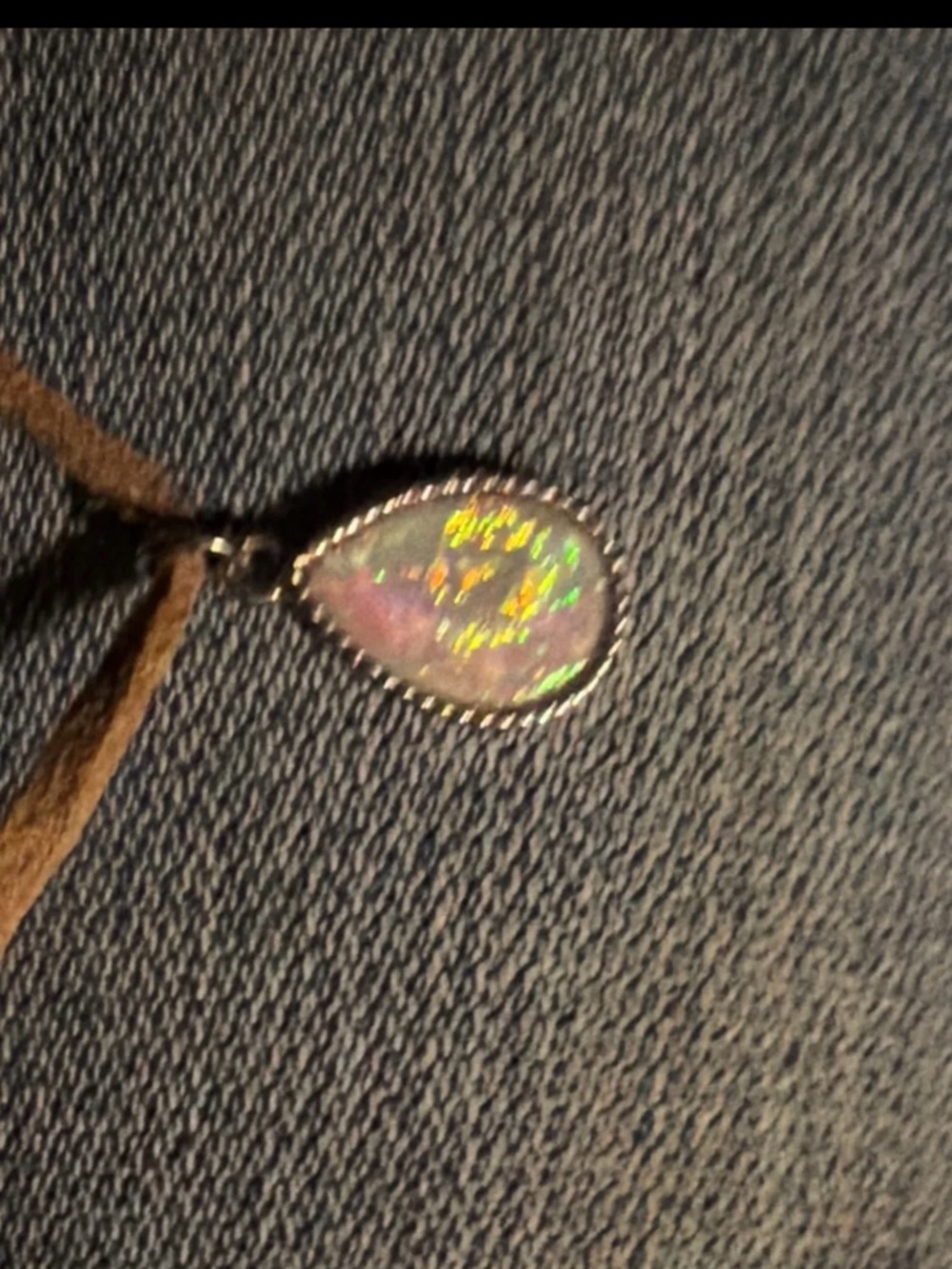 Teardrop Opal Pendant Necklace in Iridescent Colors